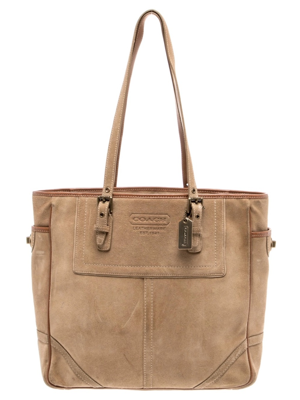 Coach Tan Suede Tote Shoulder Bag